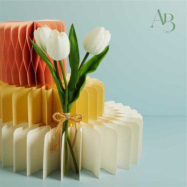 Set 3 Tulipani Claraluna real touch colore bianco H.33 cm