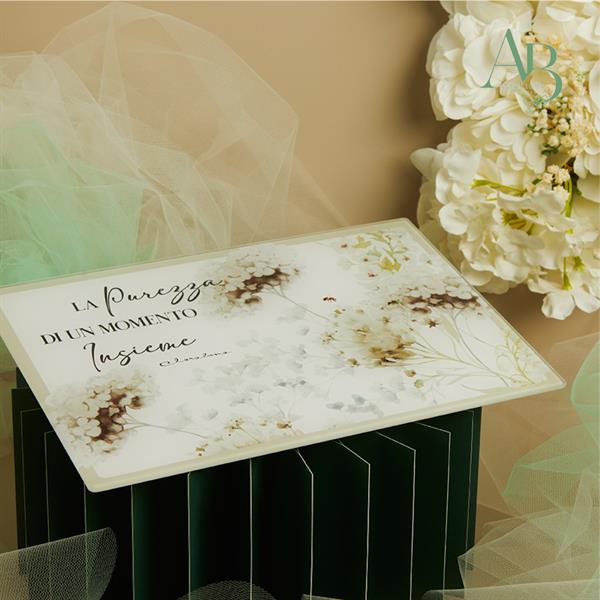 Tagliere Claraluna in vetro decoro floreale verde 20x30 cm