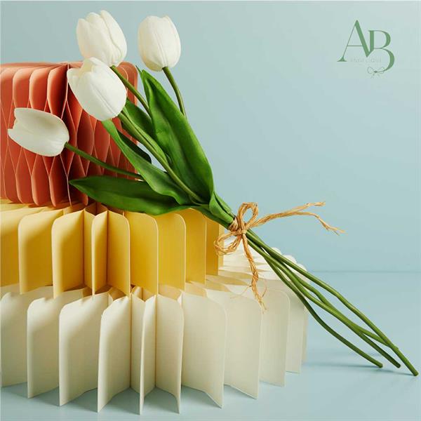 Set 4 Tulipani Claraluna real touch colore bianco H.49 cm