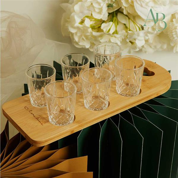 Vassoio Bamboo Claraluna con 6 bicchierini in vetro