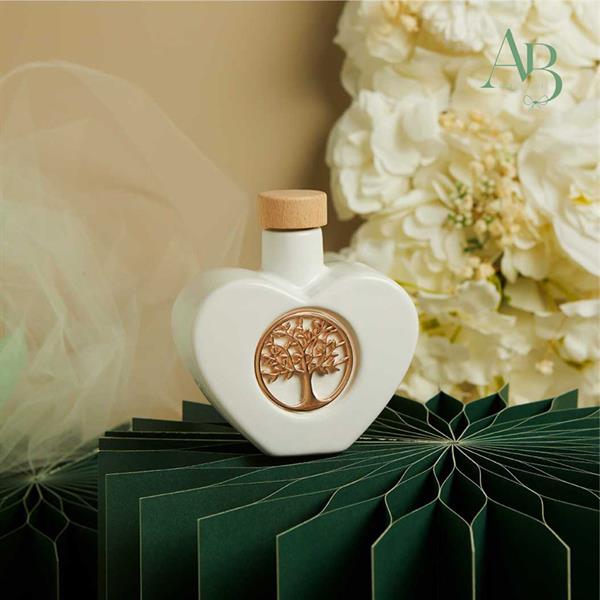 Oliera Cuore Claraluna in porcellana con albero della vita oro rosa
