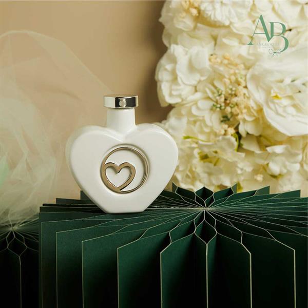 Oliera cuore Claraluna in porcellana con applicazione cuore silver