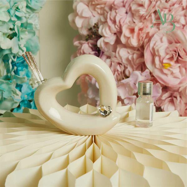 Diffusore cuore Claraluna in porcellana bianca e con applicazione silver