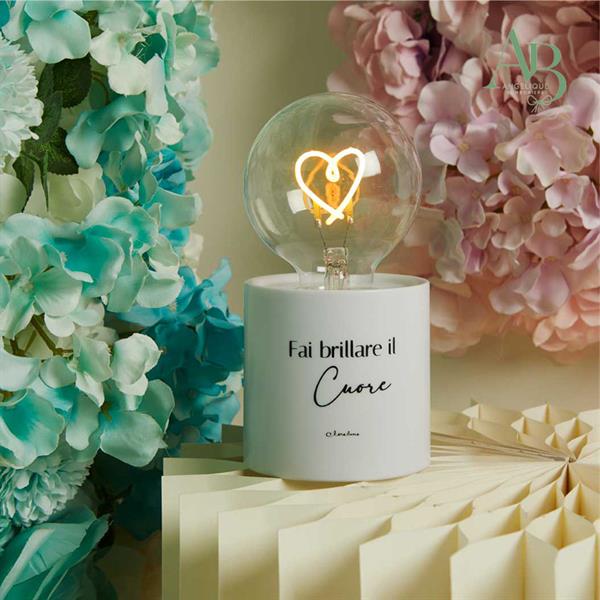 Lampada cuore Claraluna bianca con luce led