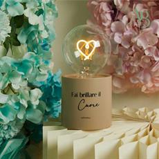 Lampada cuore Claraluna colore tortora con luce led