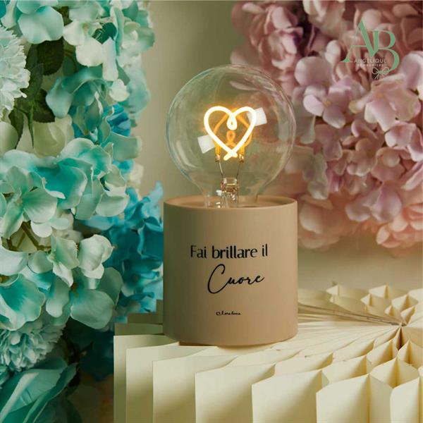 Lampada cuore Claraluna colore tortora con luce led