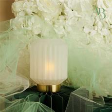 Lampada Claraluna piccola plissettata in vetro bianco