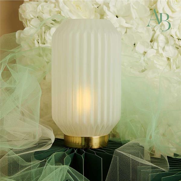 Lampada Claraluna grande plissettata in vetro bianco