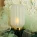 Lampada Claraluna grande plissettata in vetro bianco
