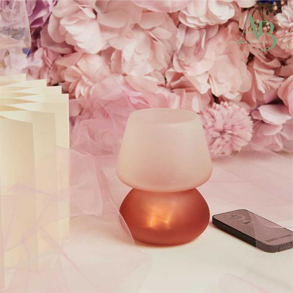 Lampada led Claraluna in vetro rosa con telecomando
