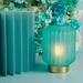 Lampada piccola Claraluna plissettata in vetro di colore azzurro