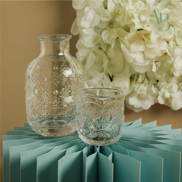 Caraffa Claraluna in vetro bianco 5,1x5x15 cm con bicchiere