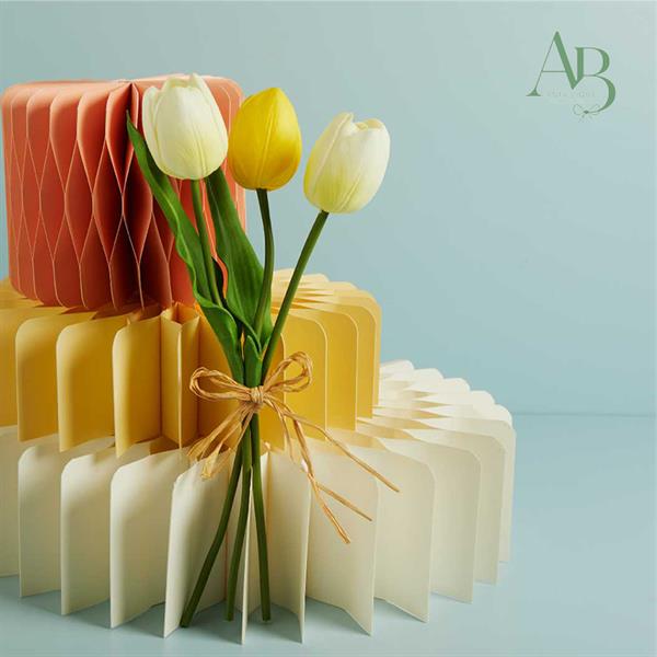 Set 3 pz tulipani Claraluna di colore giallo H.33 cm