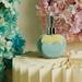 Dispenser Claraluna per sapone in porcellana azzurro con spugna cuore