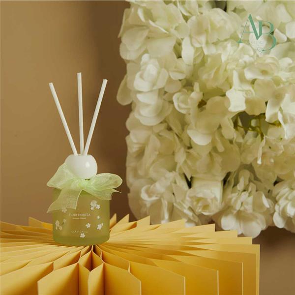 Diffusore Claraluna in vetro verde decoro fiori con 50 ml di essenza
