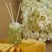 Diffusore Claraluna in vetro verde decoro fiori con 120 ml di essenza