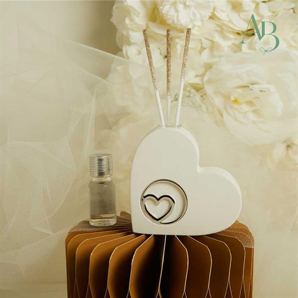 Diffusore cuore Claraluna in gesso con cuore silver