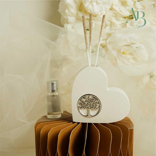 Diffusore cuore Claraluna in gesso con albero della vita silver