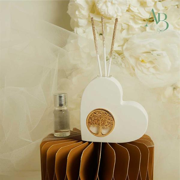 Diffusore cuore Claraluna in gesso con albero della vita oro