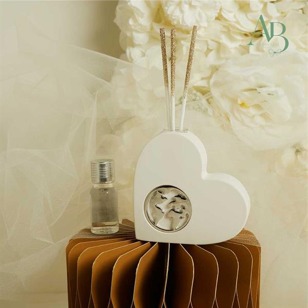 Diffusore cuore Claraluna in gesso con mondo silver