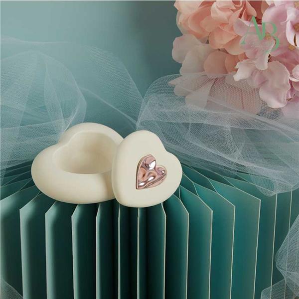 Scatolina cuore Claraluna in gesso con applicazione rosa