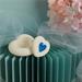 Scatolina cuore Claraluna in gesso con applicazione azzurra