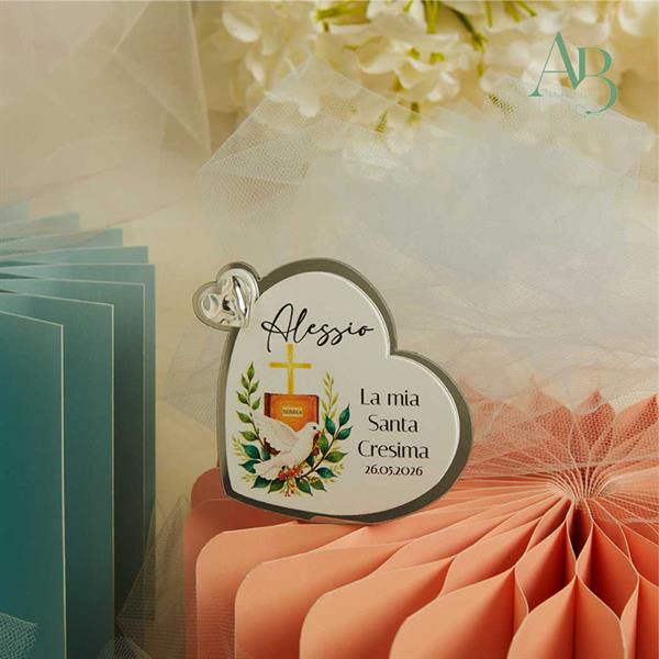 Icona Claraluna a forma di cuore decoro cresima maschio