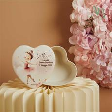Scatola cuore Claraluna in porcellana con decoro ballerina