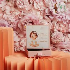 Scatola Claraluna per confettata decoro battesimo femmina