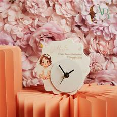 Orologio Claraluna in gesso per battesimo femmina