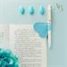 Segnalibro cuore Claraluna in tessuto azzurro con penna