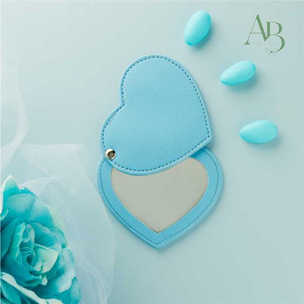 Specchietto cuore Claraluna in tessuto azzurro