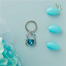 Portachiave Claraluna piccolo colore silver orso con cuore blu