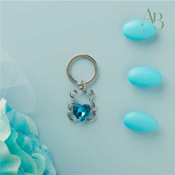 Portachiave Claraluna piccolo colore silver orso con cuore blu