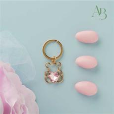 Portachiave Claraluna piccolo colore oro orso con cuore rosa