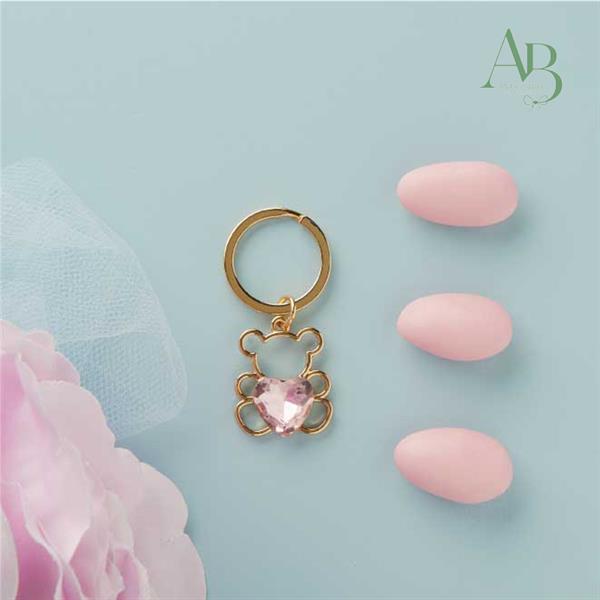 Portachiave Claraluna piccolo colore oro orso con cuore rosa