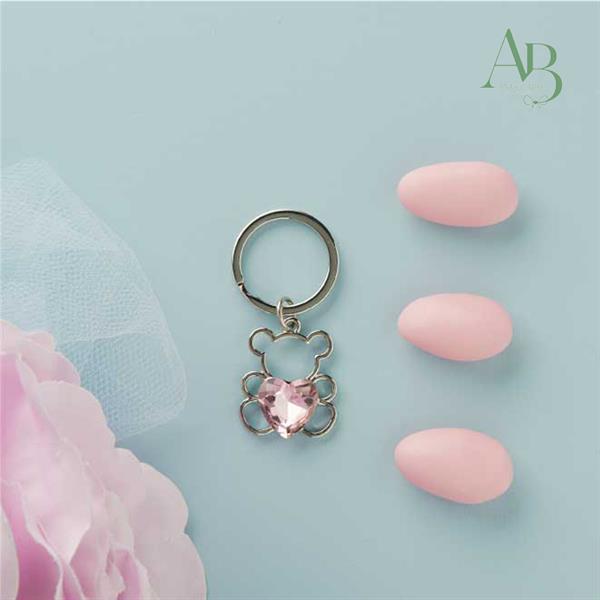 Portachiave Claraluna piccolo colore silver orso con cuore rosa