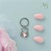 Portachiave Claraluna piccolo colore silver orso con cuore rosa