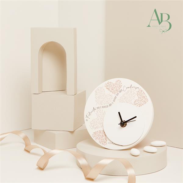 Orologio Claraluna in gesso decoro cuore rosa