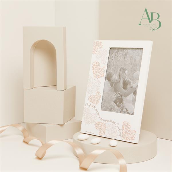 Portafoto Claraluna in legno decoro cuore rosa