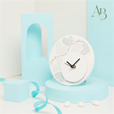 Orologio Claraluna in gesso decoro cuore verde