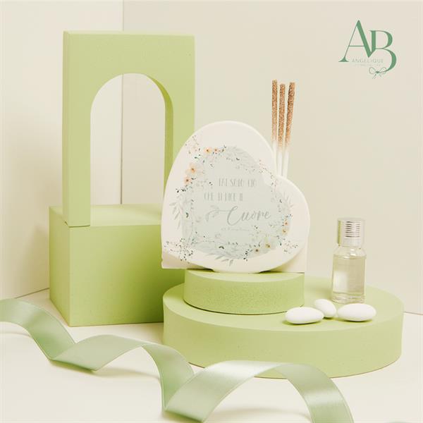 Diffusore Claraluna in gesso decoro floreale verde