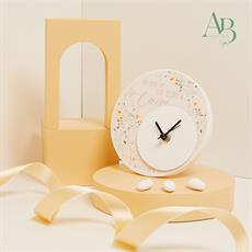 Orologio Claraluna in gesso decoro floreale rosa
