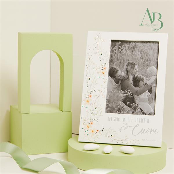 Portafoto Claraluna in legno decoro floreale verde