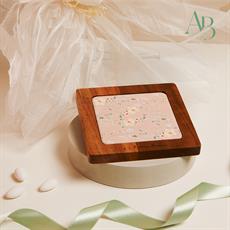 Sottopentola Claraluna in legno e ceramica decoro floreale rosa