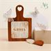 Tagliere Claraluna in legno acacia decoro Gioia in porcellana con coltellino