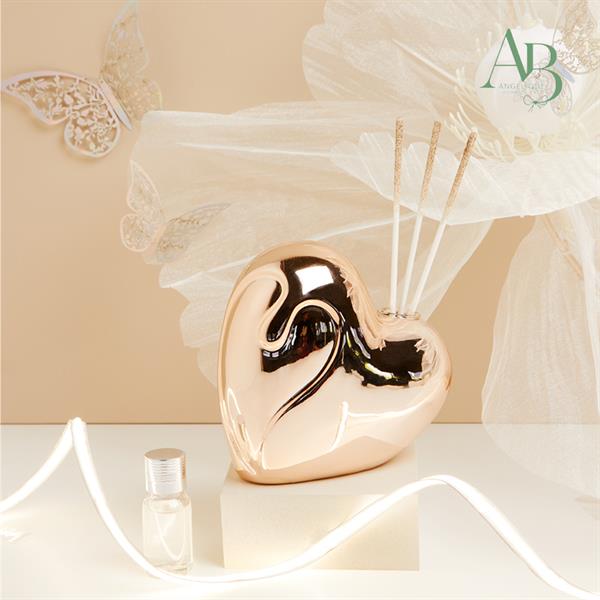 Diffusore cuore Claraluna in porcellana decoro oro rosa