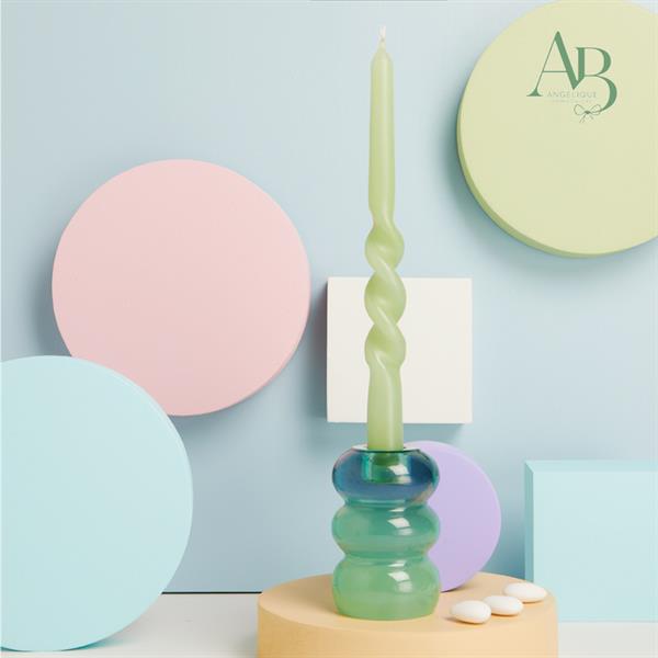 Candelabro Claraluna grande in vetro di colore verde