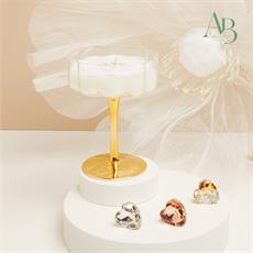 Candela Claraluna in bicchiere di vetro decoro gold