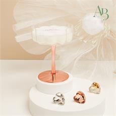 Candela Claraluna in bicchiere vetro decoro oro rosa